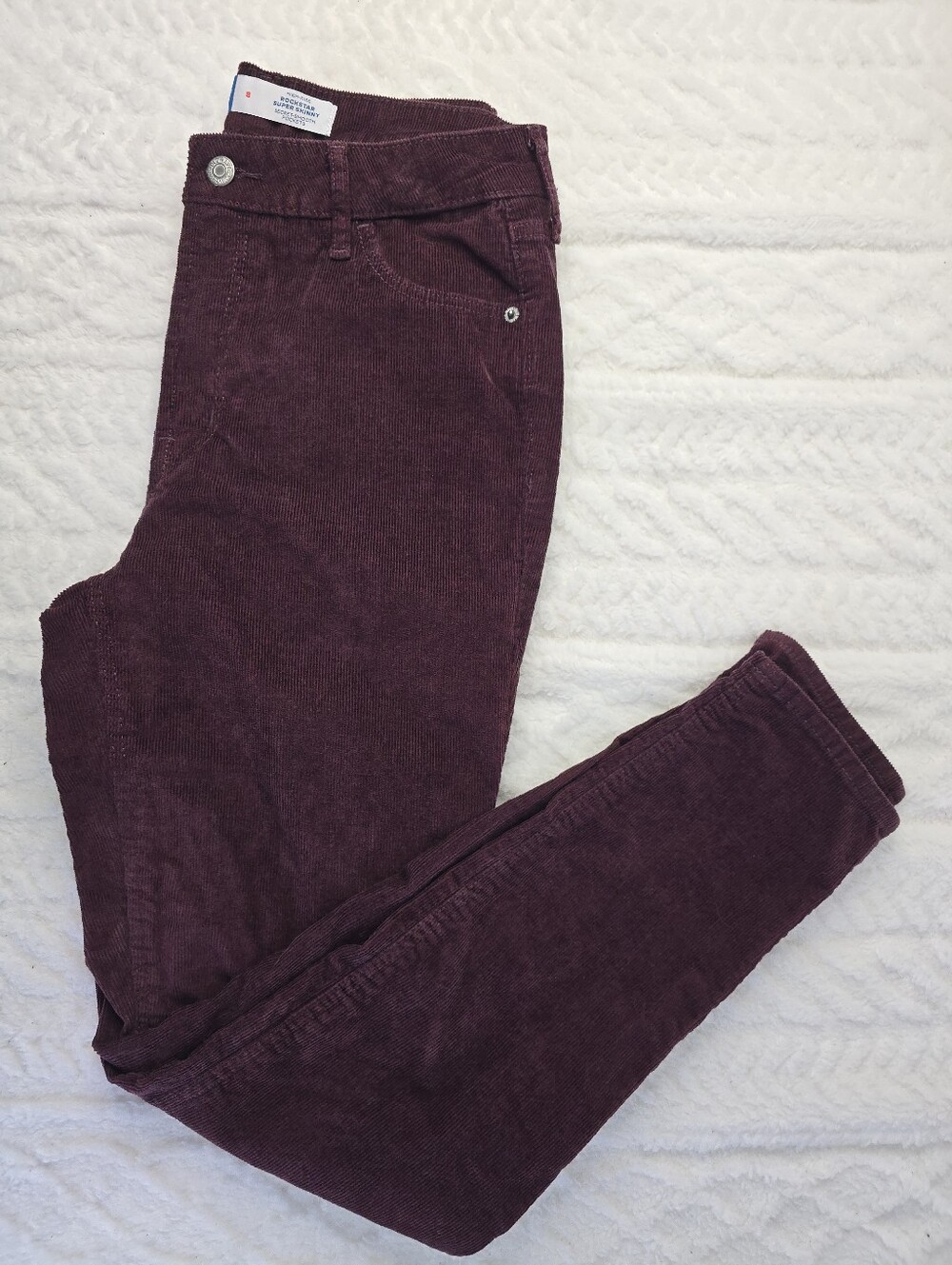 Old Navy Corduroy Pants Burgundy High Rise Rockstar Super Skinny Stretch Preppy